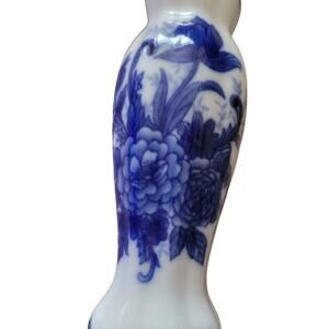 Cracker Barrel Porcelain Large 9 inch Candle Holder Cobalt Blue White Vintage